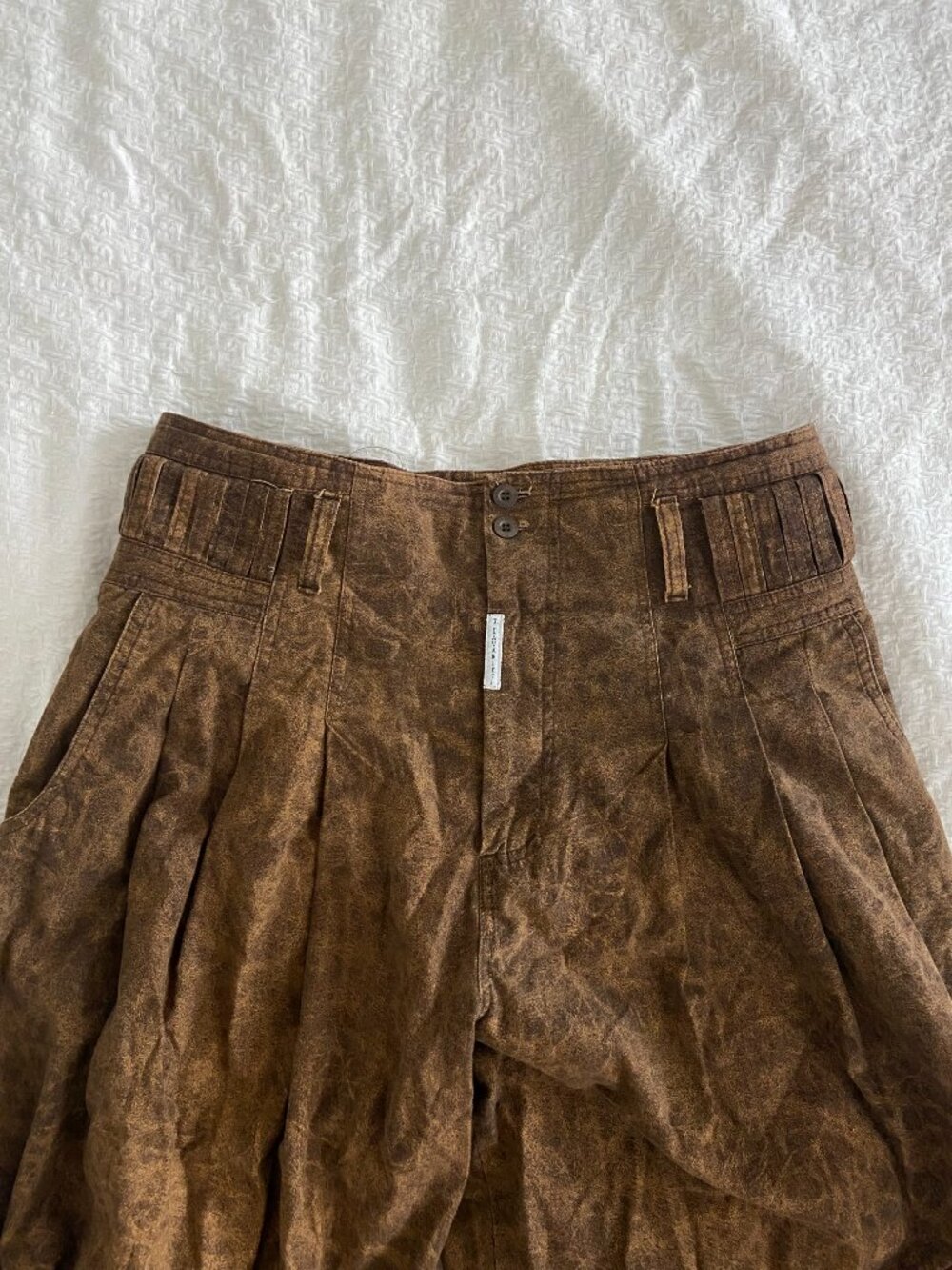 Vintage Z Cavaricci Brown Acid Wash Pleated Pants Size 34 (L) USA - Picture 4 of 5